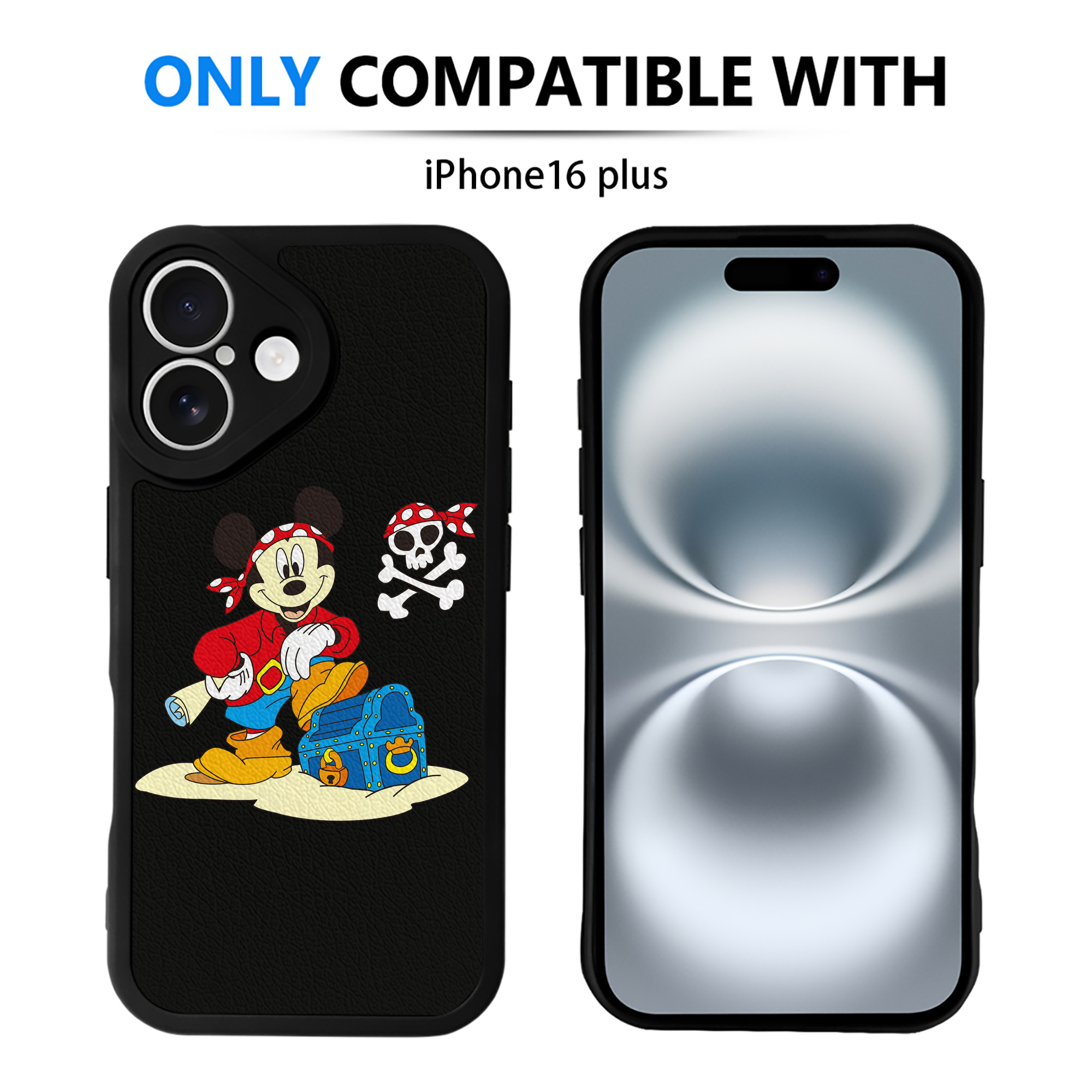 （画像用） ミッキーマウス Mickey Mouse 【iPhone 16シリーズ対応】シリコンスマホケース（レザー調） 材質：シリコン